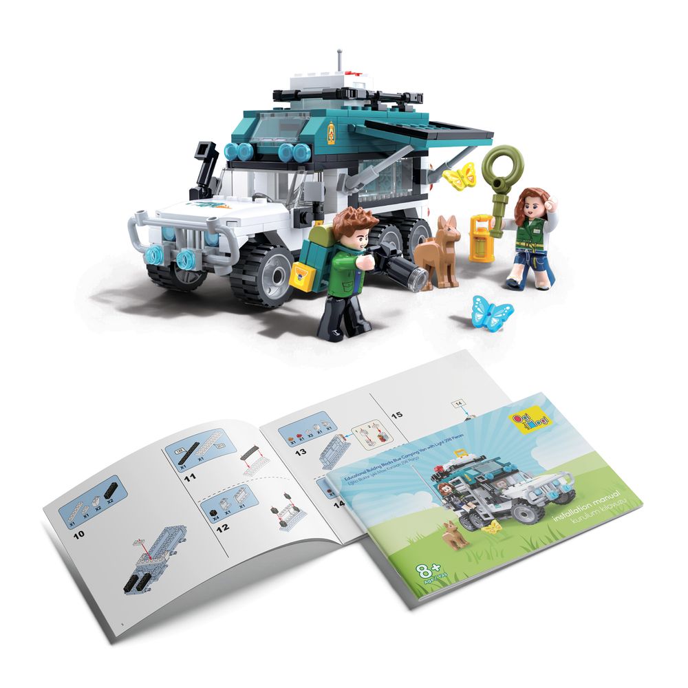 Ogi Mogi - Educational Building Blocks - Blue Camping Van With Light - 298 Pcs