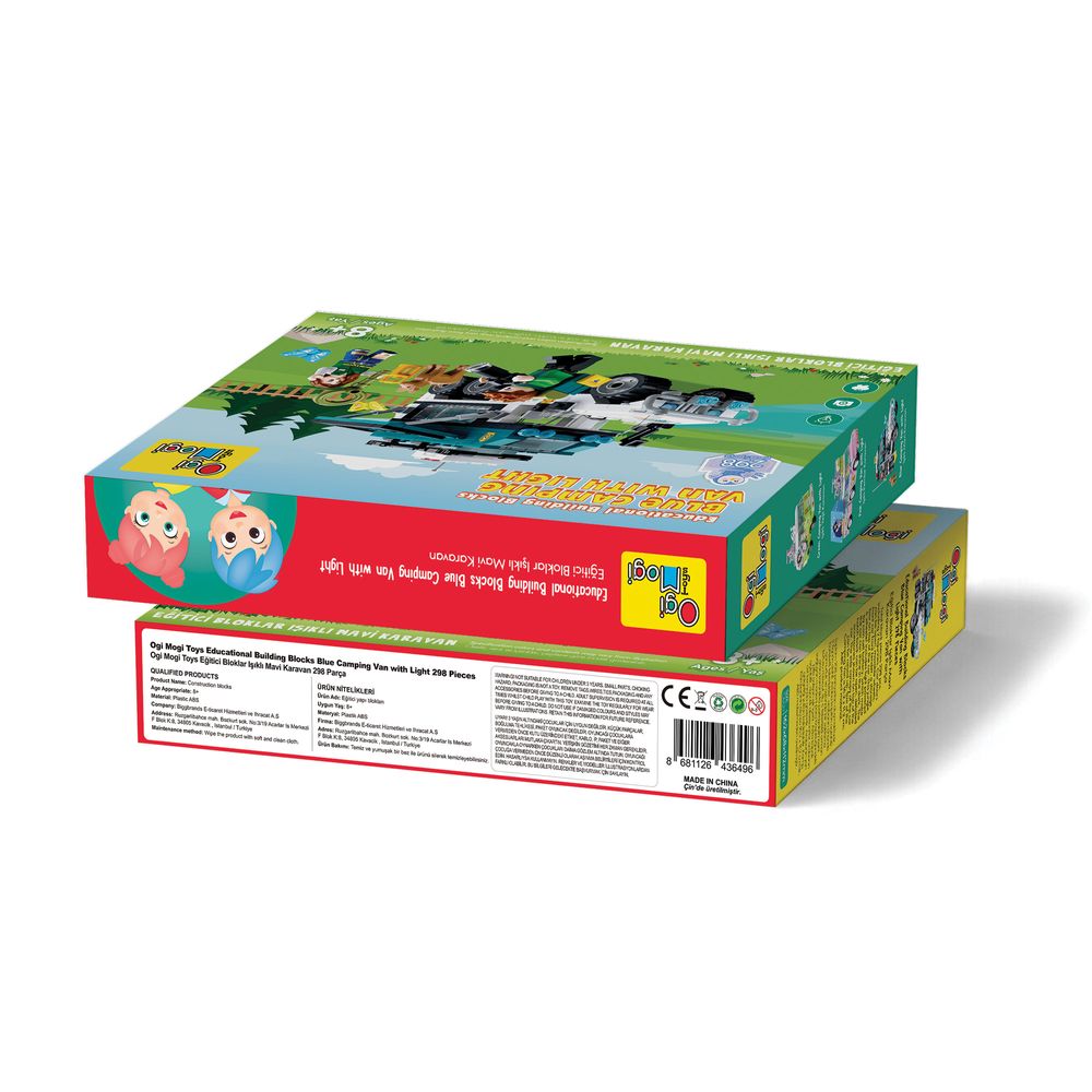 Ogi Mogi - Educational Building Blocks - Blue Camping Van With Light - 298 Pcs