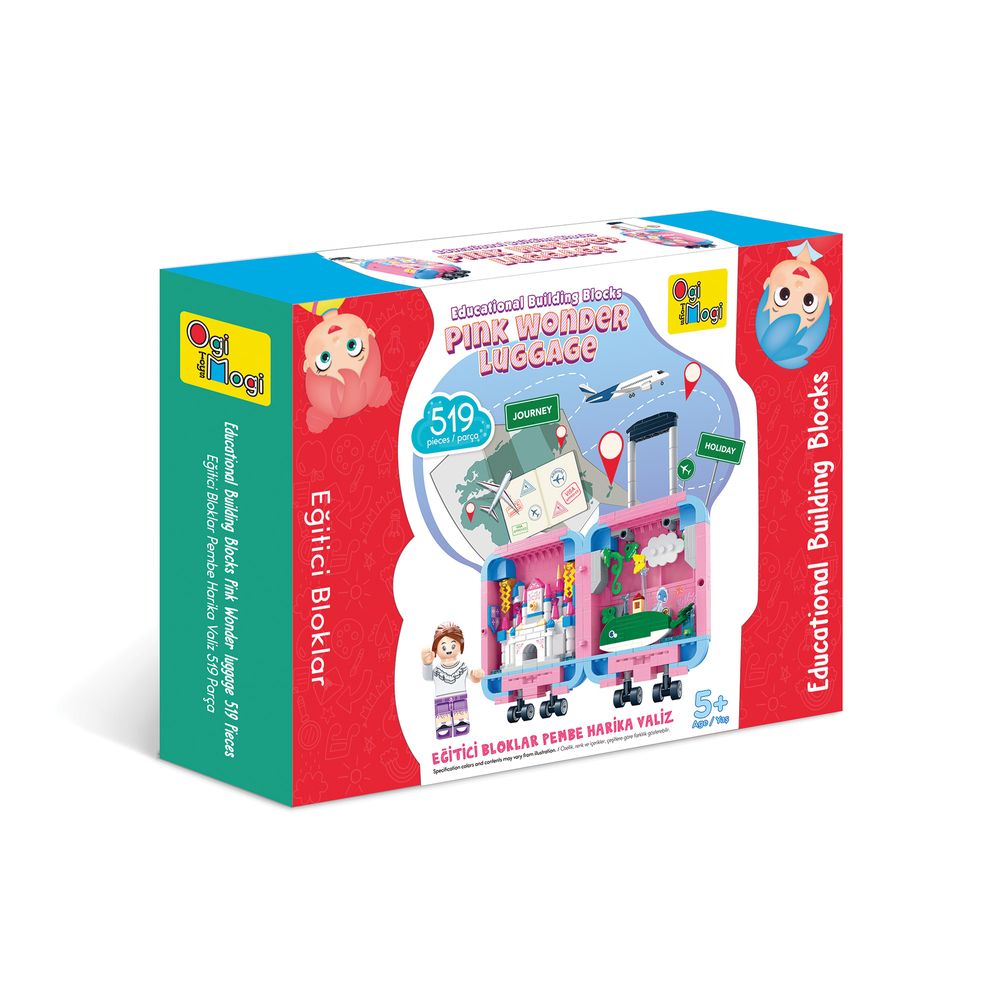 Ogi Mogi - Educational Building Blocks - Pink Wonder Luggage - 519 Pcs
