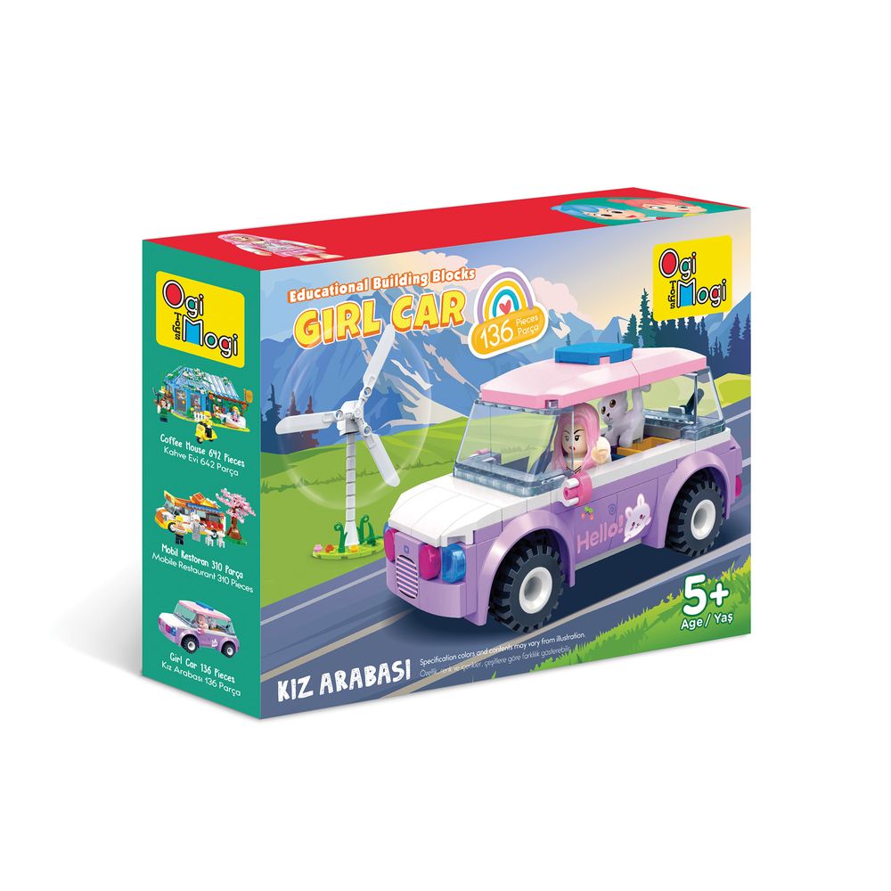 Ogi Mogi - Educational Building Blocks - Girl Car - 136 Pcs