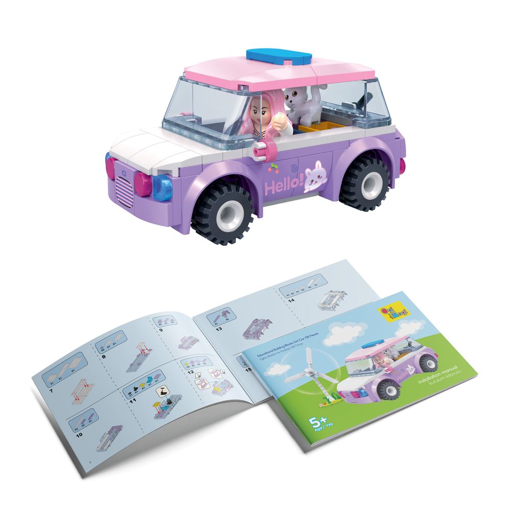 Ogi Mogi - Educational Building Blocks - Girl Car - 136 Pcs