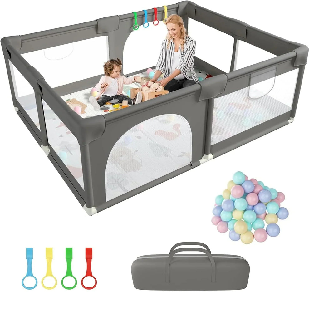 HOCC - Indoor And Outdoor Baby Playpen With Balls - Dark Grey