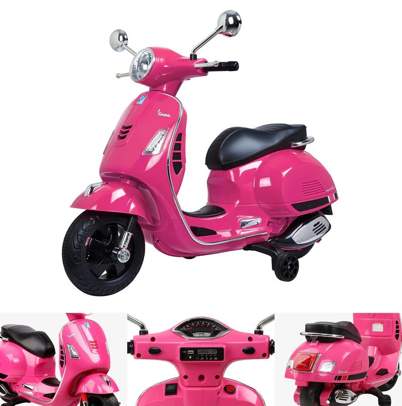 Amsham - Vespa Electric Ride On Scooter Bike - 12V - Pink