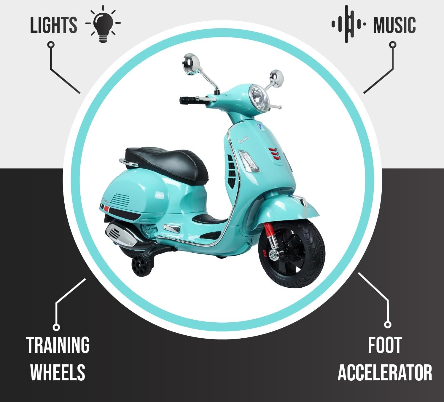 Amsham - Vespa Electric Kids Ride On Scooter 12V - Green