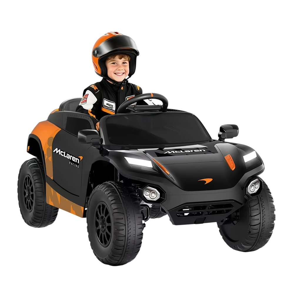 McLaren - Kids Racing Ride On Car With Remote Control - Black/Orange