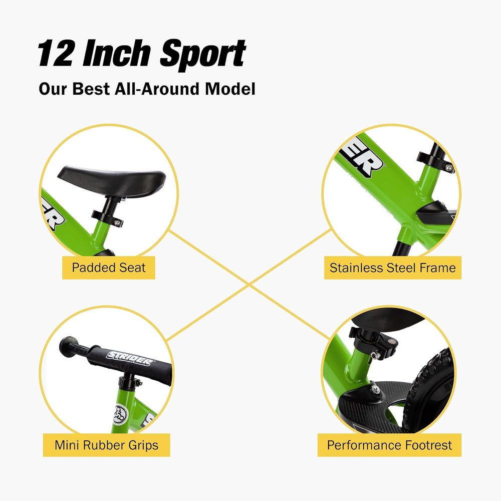 Strider - No Pedal Balance Sport Bike 12Inch - Green