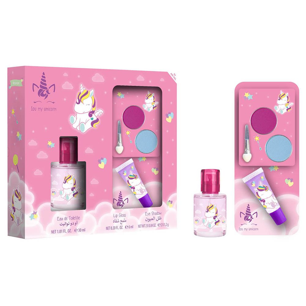 أو ماي يونيكورن - عطر تواليت للبنات - 30 مل مع ملمع شفاه وظلال عيون
