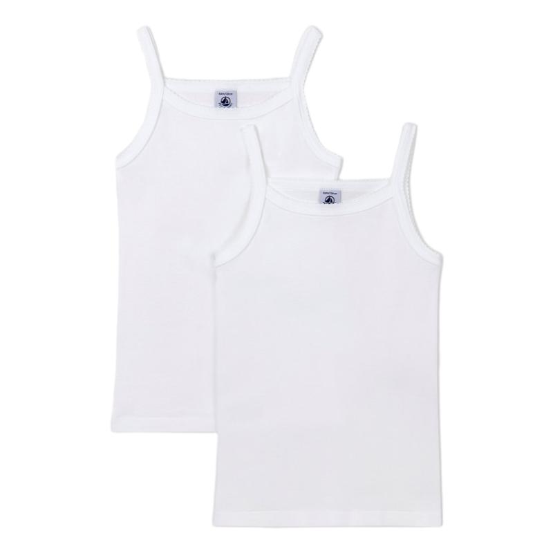 Petit Bateau - 2pc-Set - Girl's Strappy Vests - White