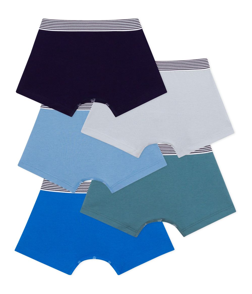 Petit Bateau - 5pc-Set - Boys' Plain Cotton Boxers - Multicolor
