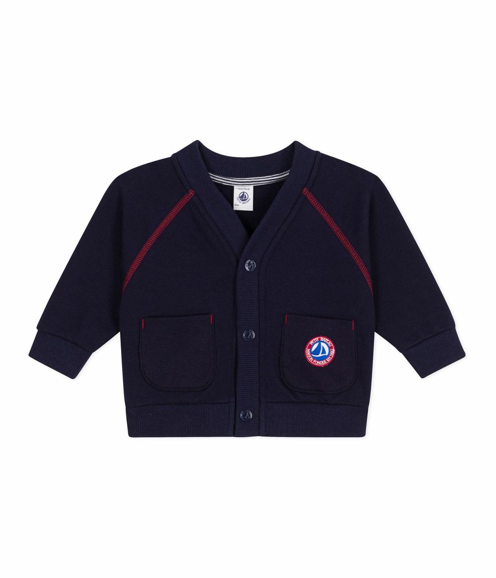 Petit Bateau - Baby Boy's Plain Cotton Cardigan - Soir Blue