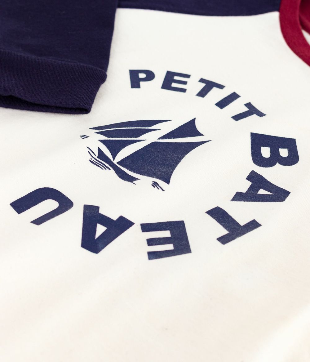 Petit Bateau - Boy's Long-Sleeved Printed Cotton T-Shirt - Milk/Soir