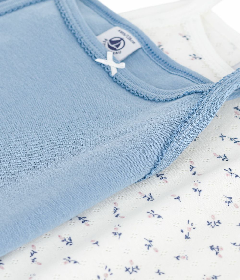 Petit Bateau - 2pc-Set - Girl's Strappy Cotton Vests - Blue/White