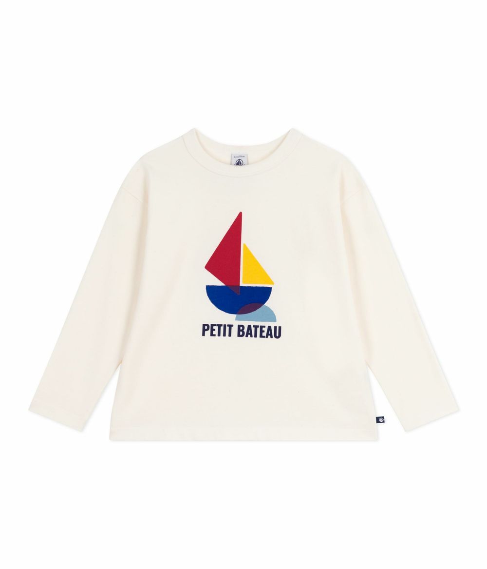Petit Bateau - Boys' Long Sleeves Printed Cotton T-Shirt - Milk