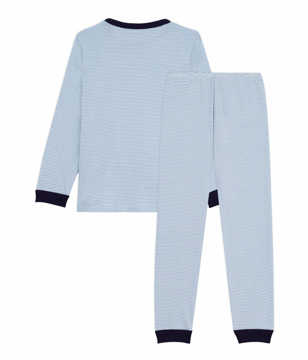 Petit Bateau - 2pc-Set - Boys' Stripy Cotton Pyjama - Adriatic/Marshmallow