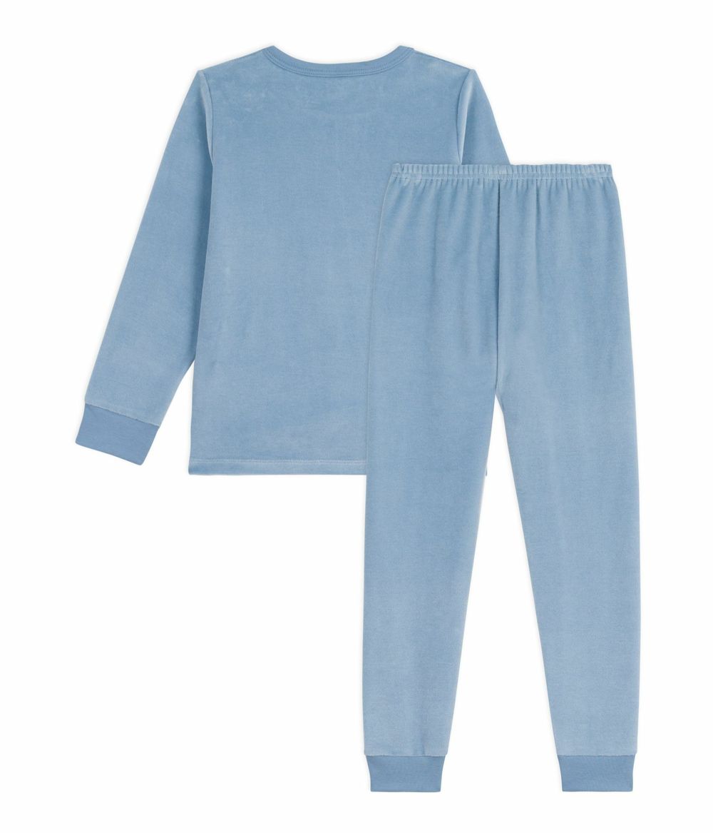 Petit Bateau - 2pc-Set - Boys' Velour Pyjama T-Shirt & Pants - Adriatic