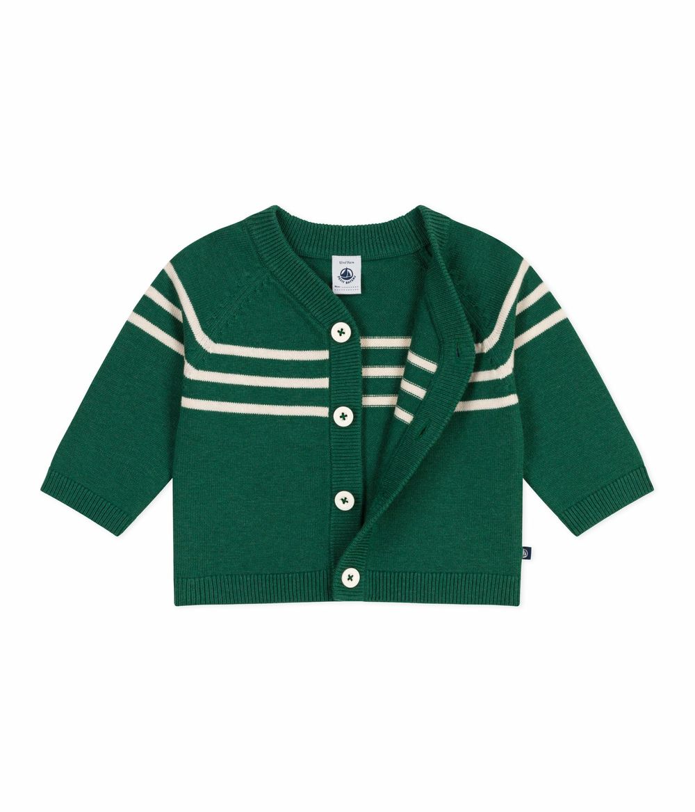 Petit Bateau - Baby Boy's Stripy Knitted Cardigan - Willow/Avalanche