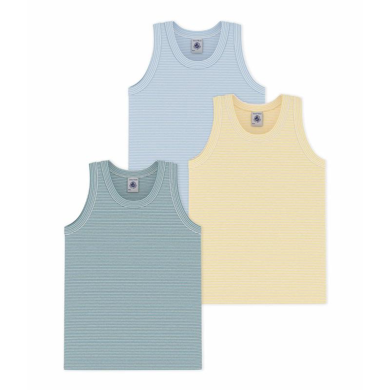 طقم بيتيت باتو - 3 قطع - تيشيرت قطني مخطط للأولاد - متعدد الألوان