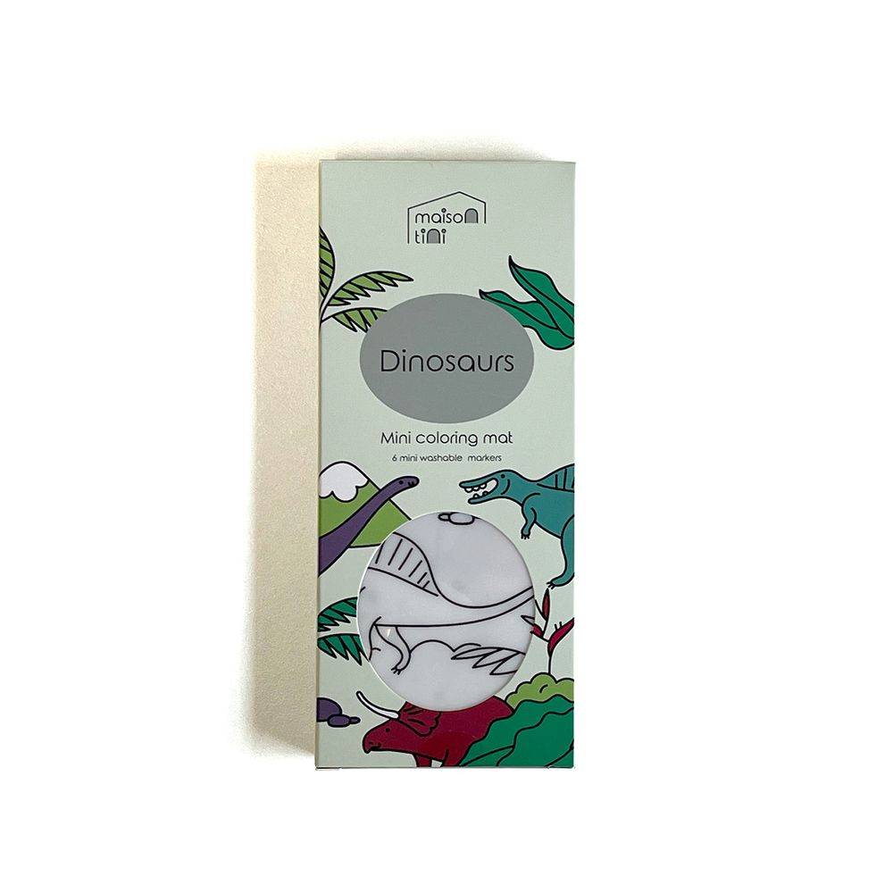 Maison Tini - Mini Coloring Placemats - Dinosaur And Traffic Jam - 2 Pcs