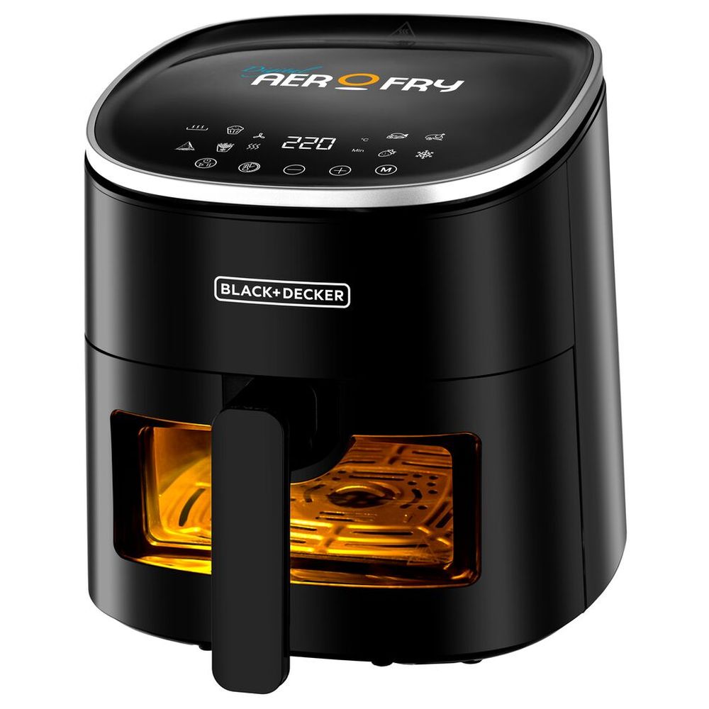 بلاك اند ديكر - قلاية هوائية رقمية 8 في 1 مع نافذة - أسود - 4.2 لتر - 1300 واط