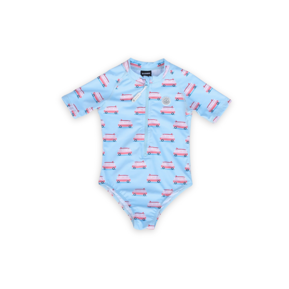 Badawii Beachwear - Girl's Short Sleeves UV Swimsuit - Blue