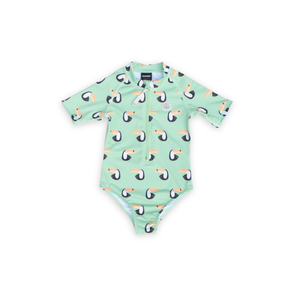 Badawii Beachwear - Girl's Short Sleeves UV Swimsuit - Light Green