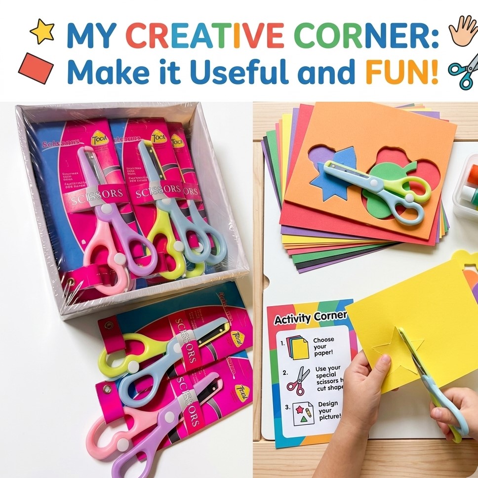 مجموعة مقصات مايندسيت الآمنة للأطفال - 12 قطعة