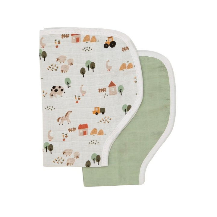 All4Ella - Reversible Burp Cloth - Country Farm - 2 Pcs