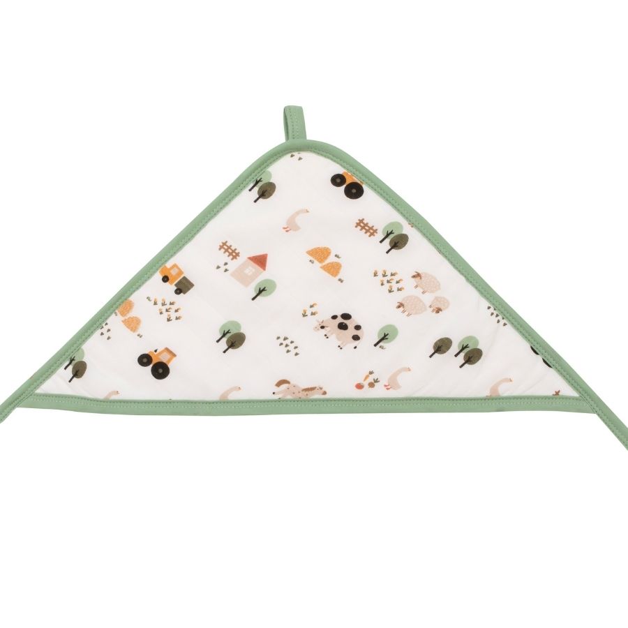All4Ella - Baby Organic Cotton Hooded Towel - Country Farm - 80x80 cm