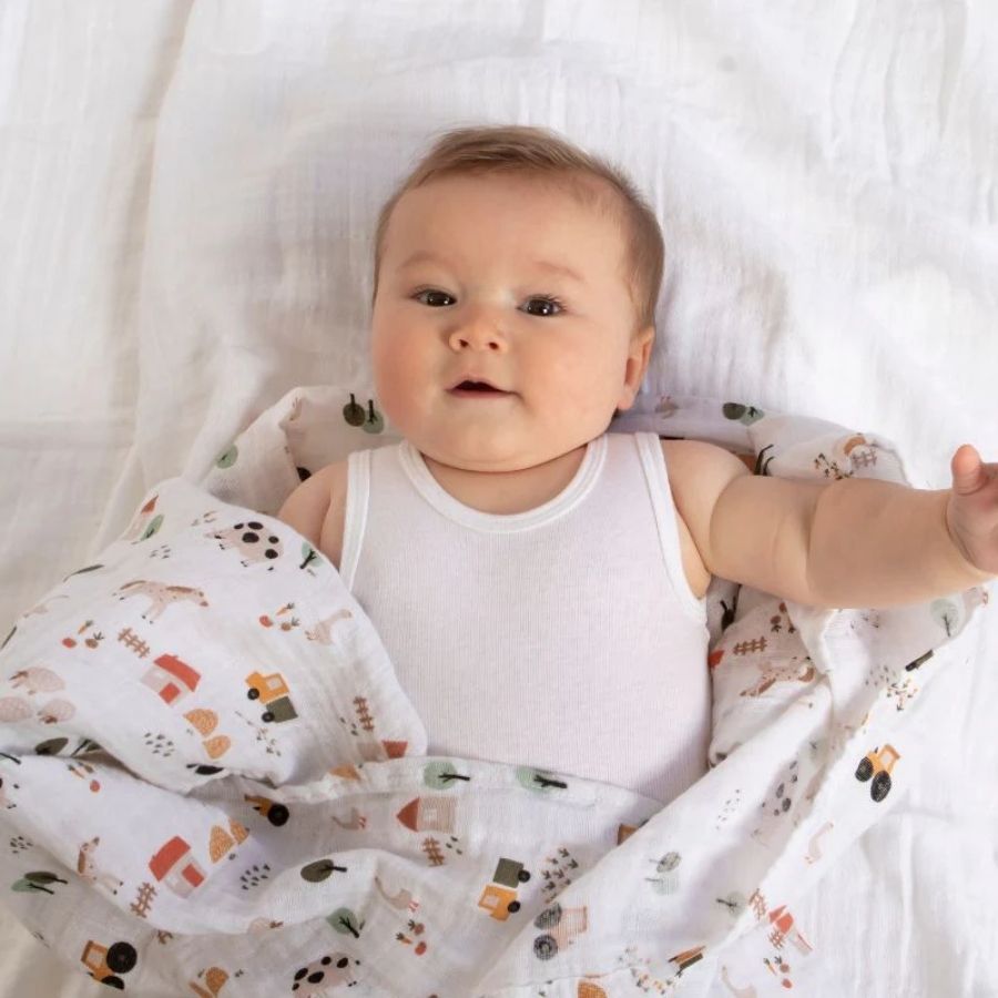 All4ella - Muslin Swaddle - Country Farm