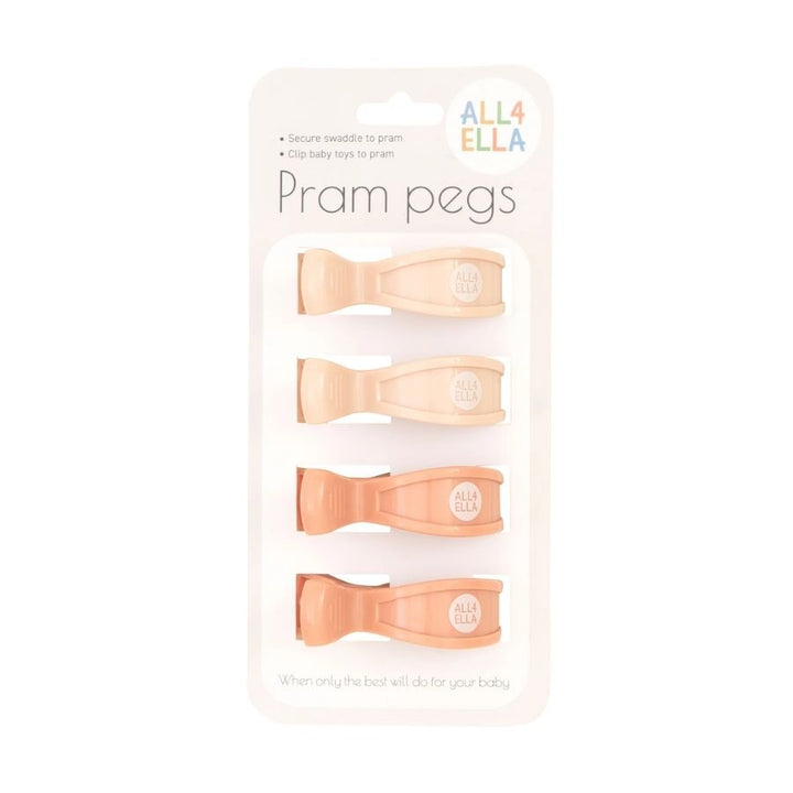 All4Ella - Pram Pegs Only - Cream/Peach - 4 Pcs