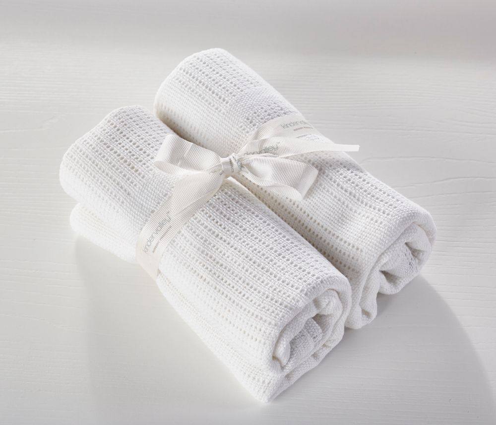 Kinder Valley - Cotton Cellular Blanket - White - Pack of 2
