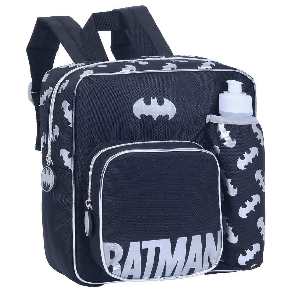 Batman - Kids Backpack With Water Bottle, Lunch Box, Fork & Spoon - 4 Pcs - 11-Inch