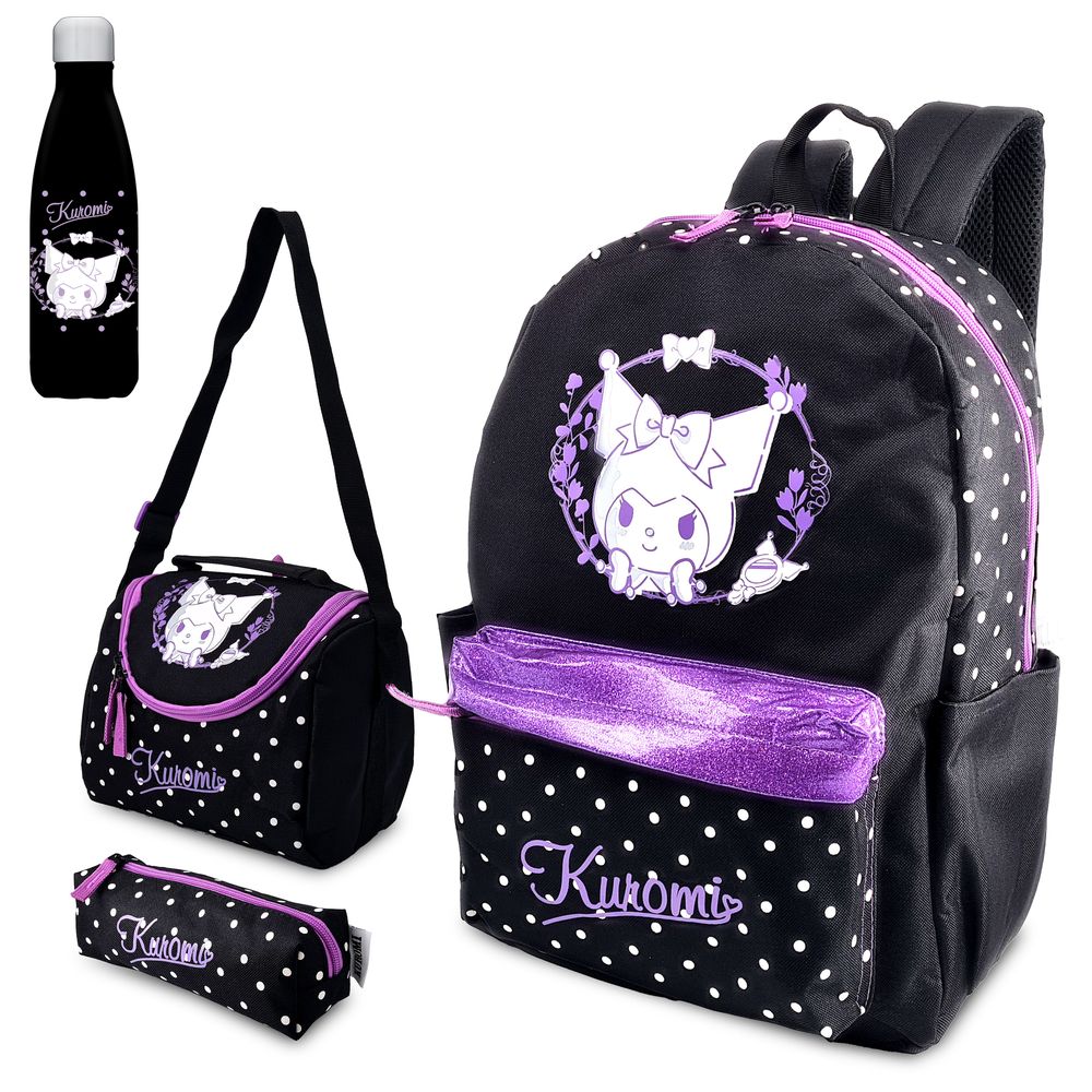 Kuromi - 4-In-1 Backpack Set - Black - 16-Inch