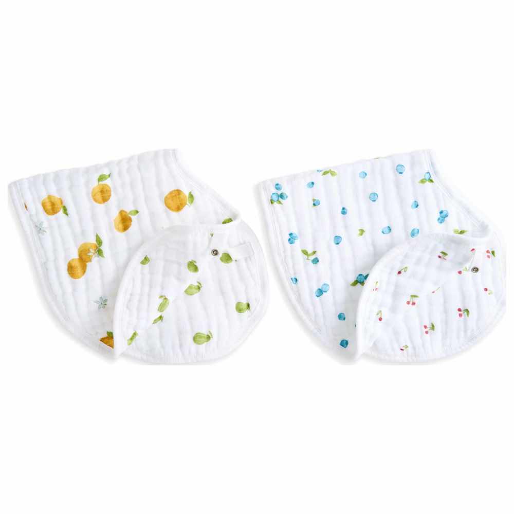 Aden + Anais - Organic Cotton Muslin Burpy Bibs - Fresh Fruit - 2 Pcs