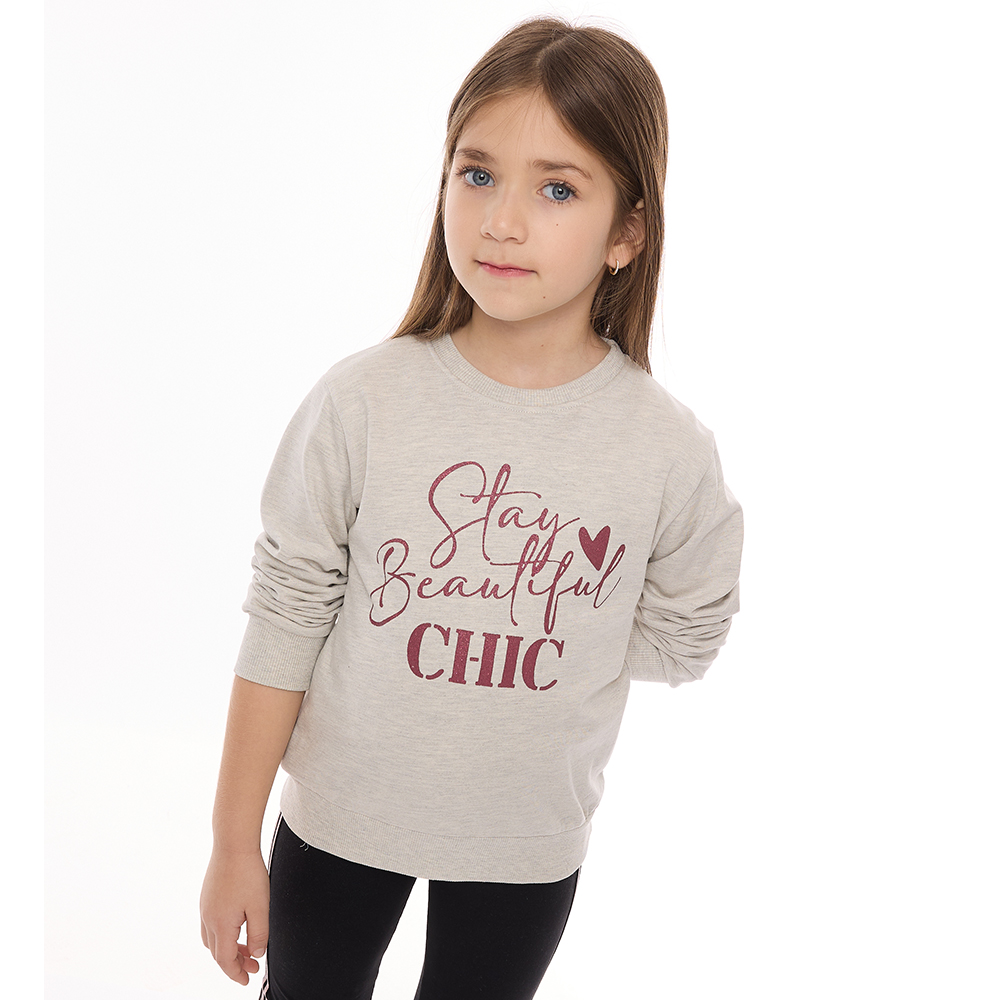 Victor And Jane - Girls Stylish Glitter Printed Sweatshirt - Grey