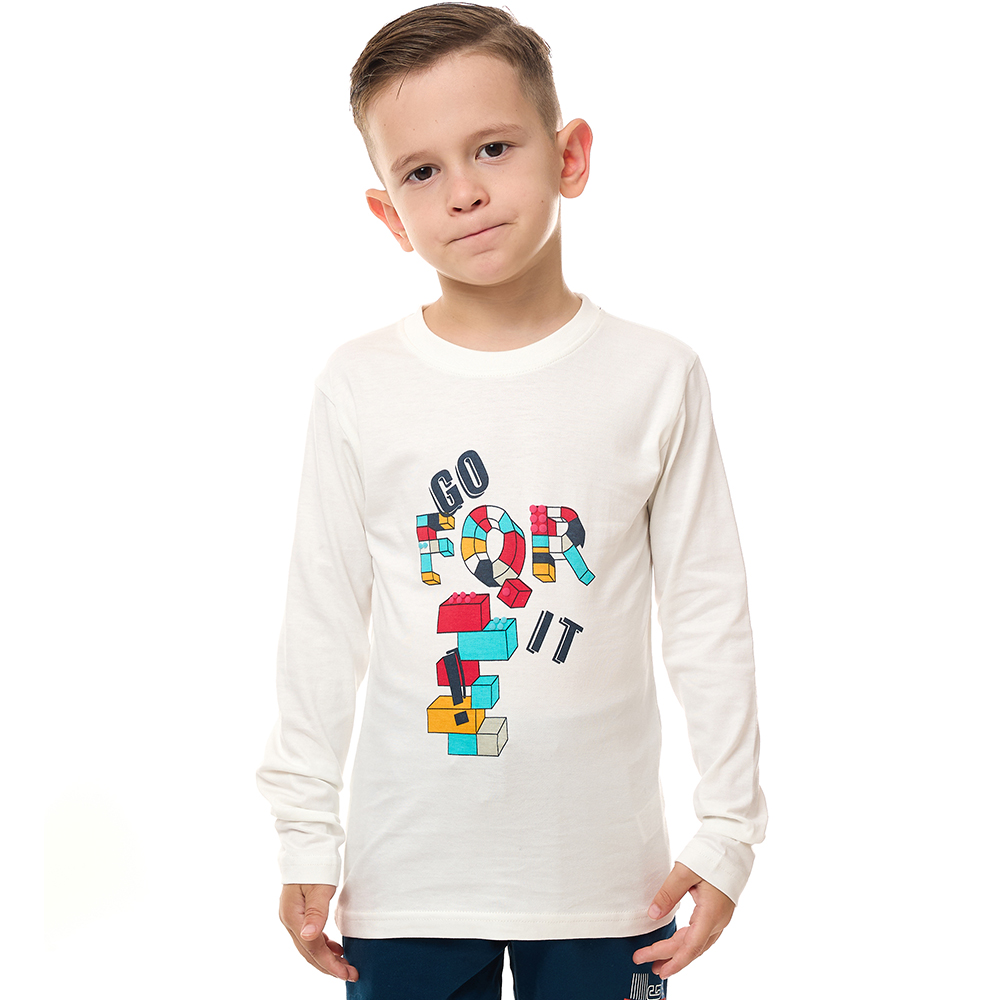 Victor and Jane - Boys' Long Tee - Off White