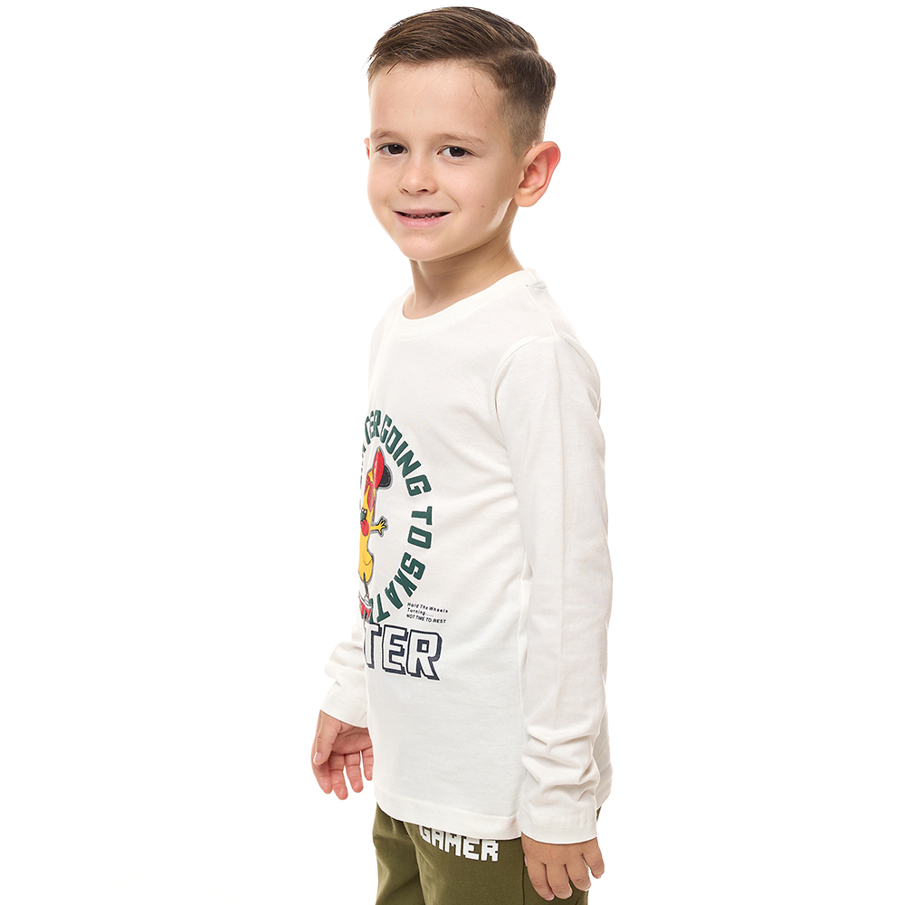 Victor and Jane - Boys'  Skater Long Tee - Off White