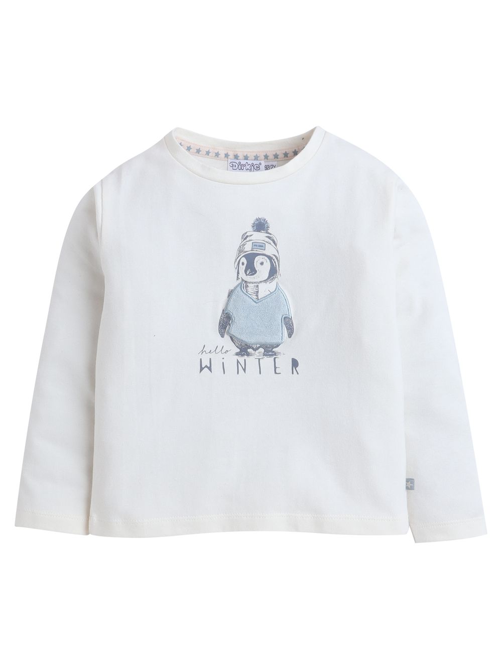 Dirkje - 2pc-Set - Hello Winter Penguin Tee & Joggers - Off-White/Light Grey