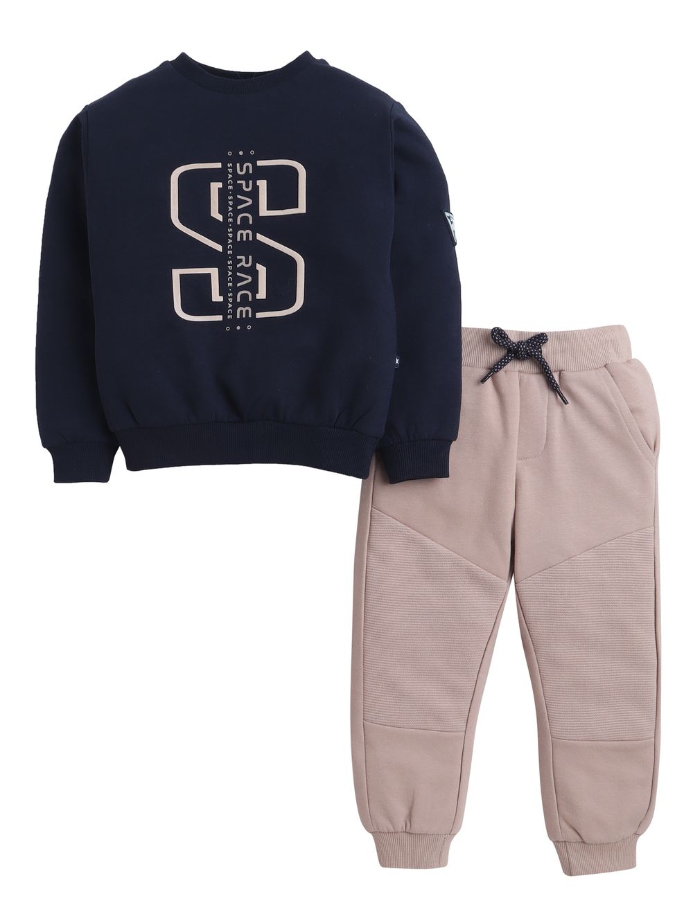 Dirkje - 2pc-Set - Boy's Space Patch Tracksuit - Sand/Navy