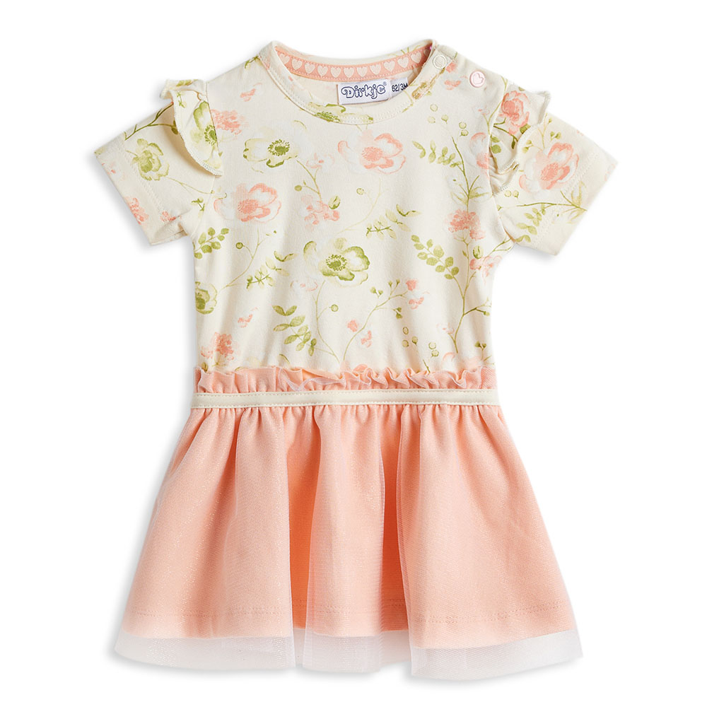 ديركجي - طقم مكون من قطعتين - بدلة أطفال وربطة رأس - خوخي وأبيض