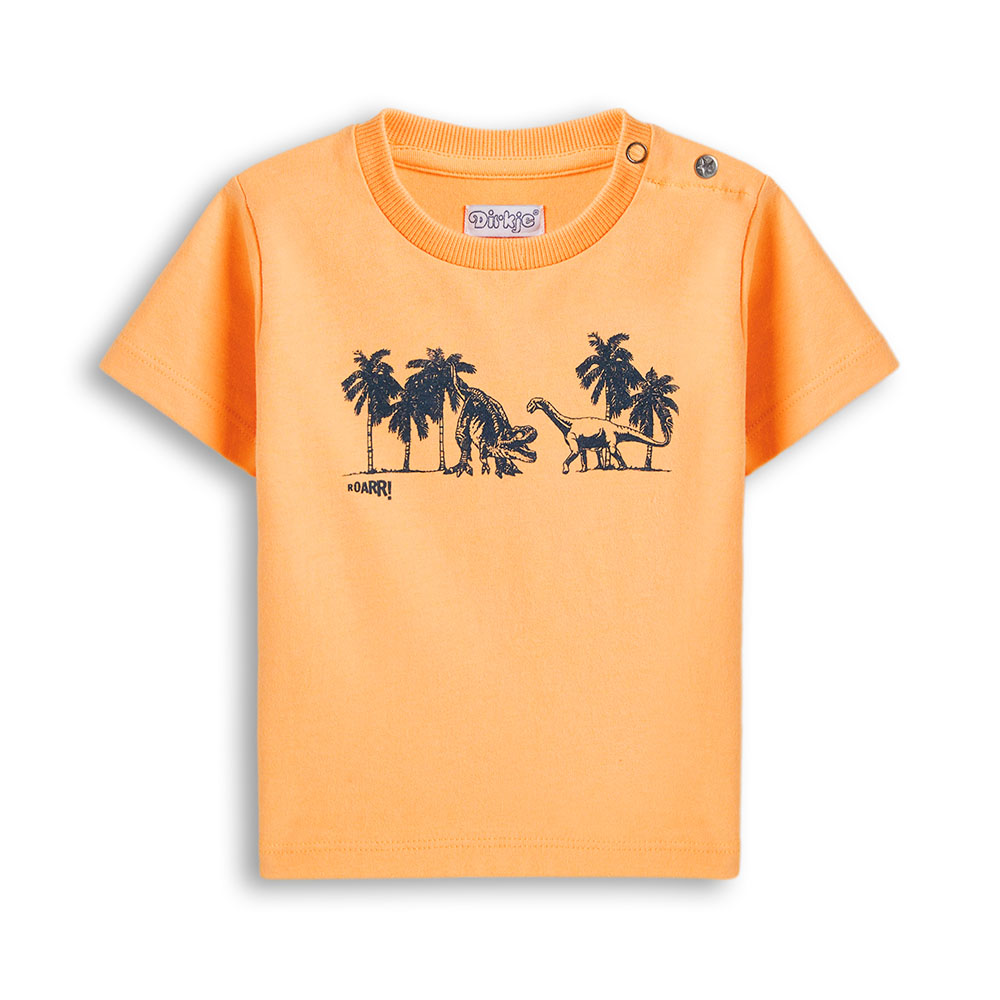 ديركجي - طقم مكون من قطعتين - تي شيرت وشورت للأولاد - برتقالي وكحلي