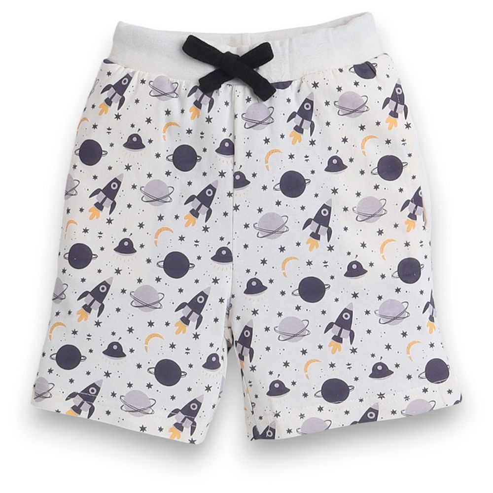 فيكتور آند جين - طقم تي شيرت مطبوع مع شورت للأطفال - من 2 إلى 9 سنوات - فضاء - قطعتين