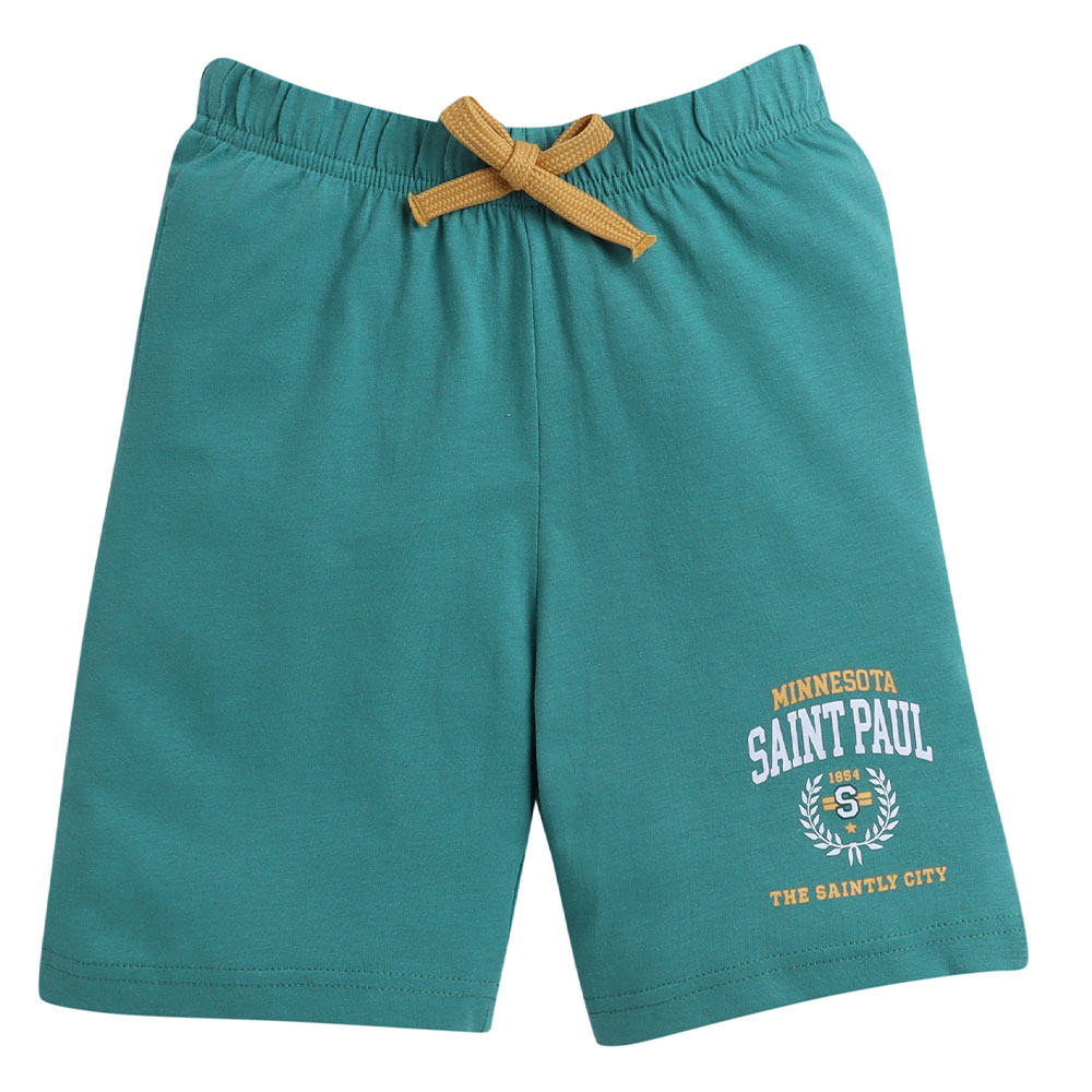 فيكتور آند جين - شورتات بولو سلوغان مطبوع للأطفال - أسود/رمادي/أخضر - 3 قطع