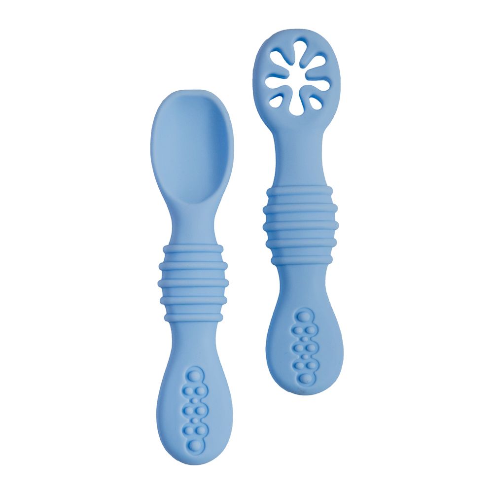 Babies Basic - First Stage Training Spoon & Masher Set - Sky Blue - 2 Pcs