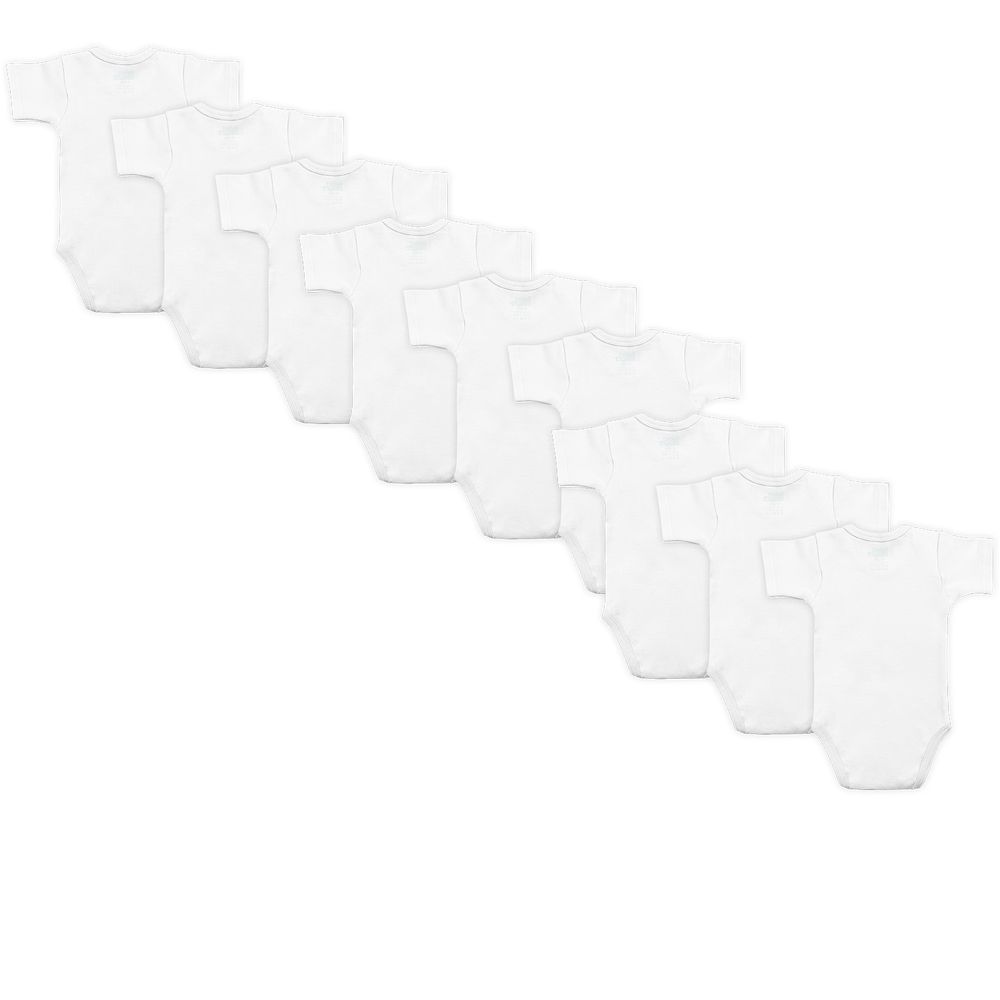 Babies Basic - 9pc-Set - Baby's Short Sleeves Cotton Romper - White