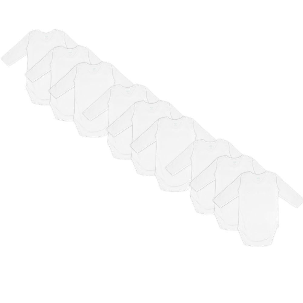 Babies Basic - 9pc-Set - Baby's Long Sleeves Cotton Romper - White