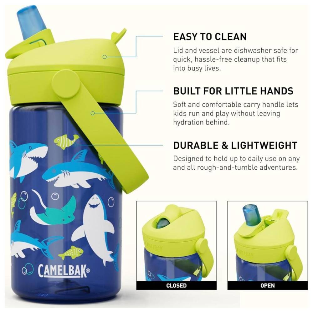 Camelbak - Kids Thrive Flip Straw Water Bottle - Sharks And Rays - 0.4 L