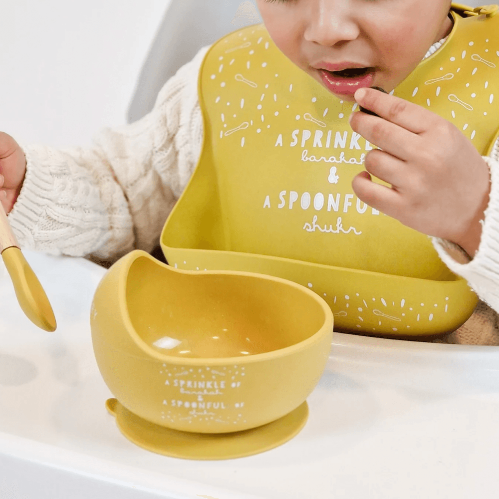 Once Upon A Dua - Lux Silicone Baby Bib - Mustard