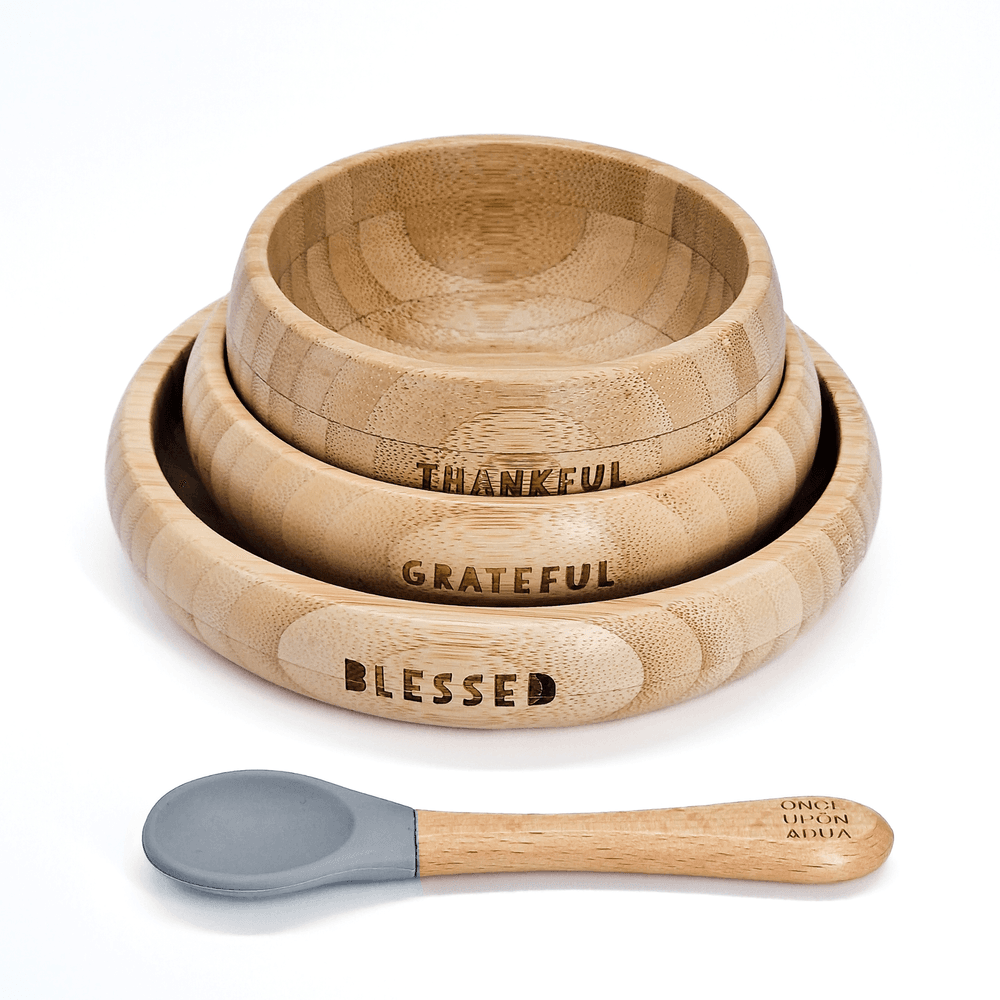Once Upon A Dua - My First Bamboo Breakfast Set - Stone Blue - 4 Pcs