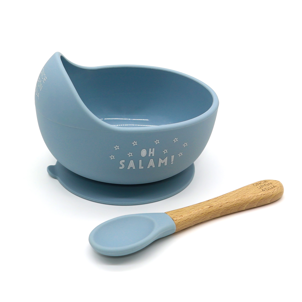 ONCE UPON A DUA - Lux Silicone Bowl And Spoon Set - Dusty Blue